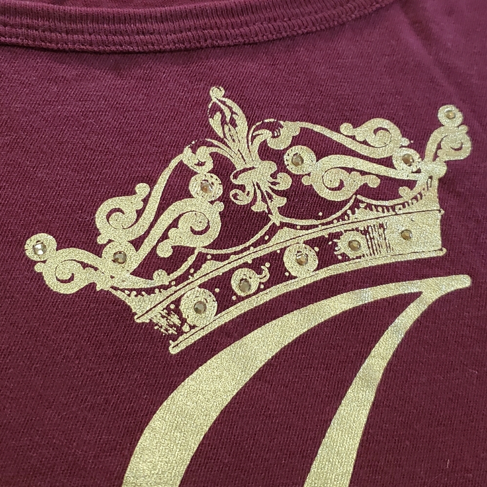 Juicy Couture Script Crown Logo Baby Tee Burgandy Y2K - Picture 4 of 5